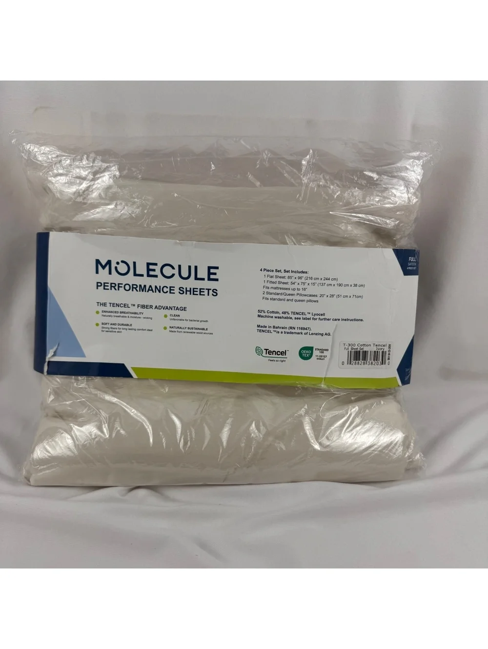 Molecule Performance Sheets Full Sateen 4-Piece Set Ivory